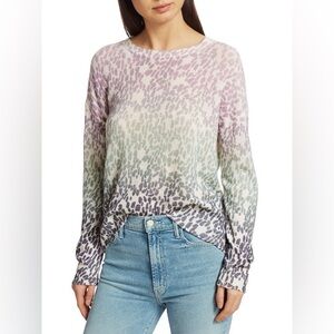 360 Cashmere‎ Izzy Leopard Print Cashmere Pullover Ombre Animal Print size XS